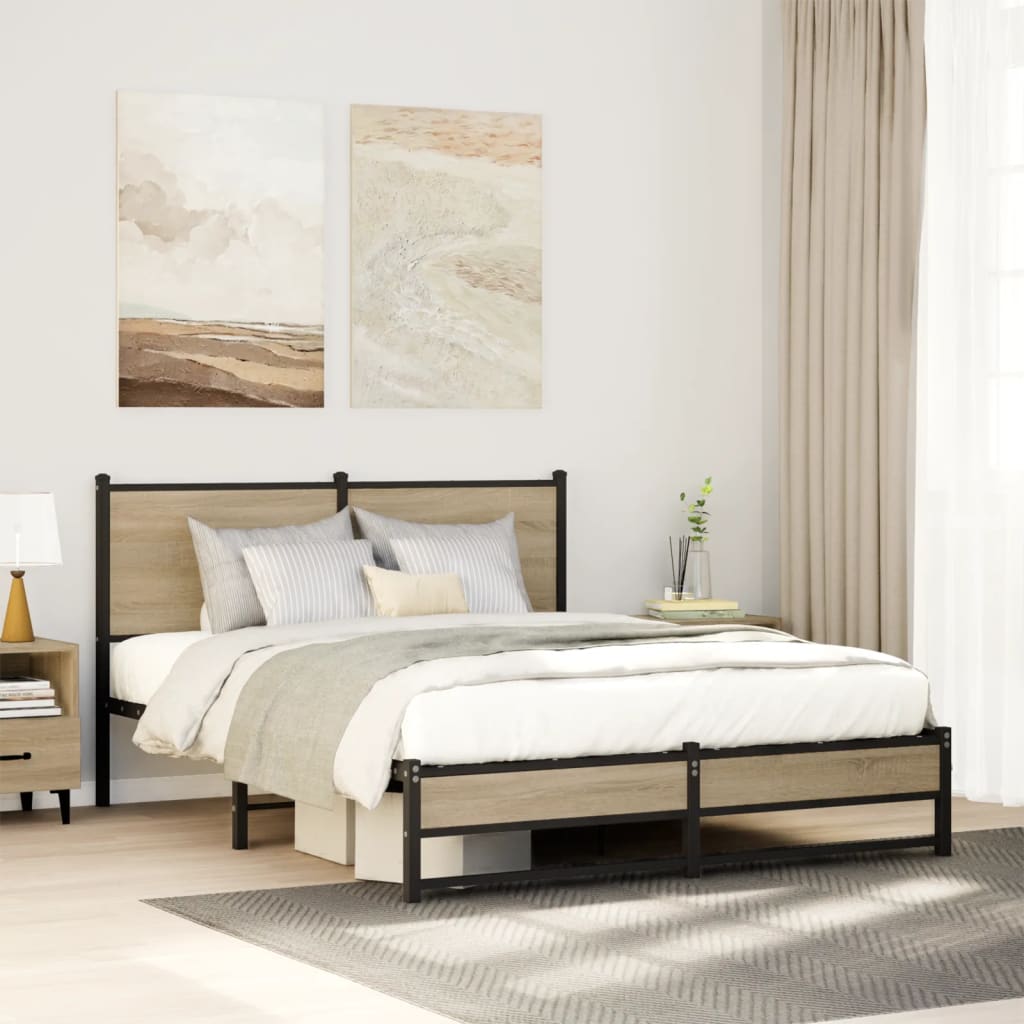 Metalni okvir kreveta bez madraca boja hrasta sonome 140x190 cm