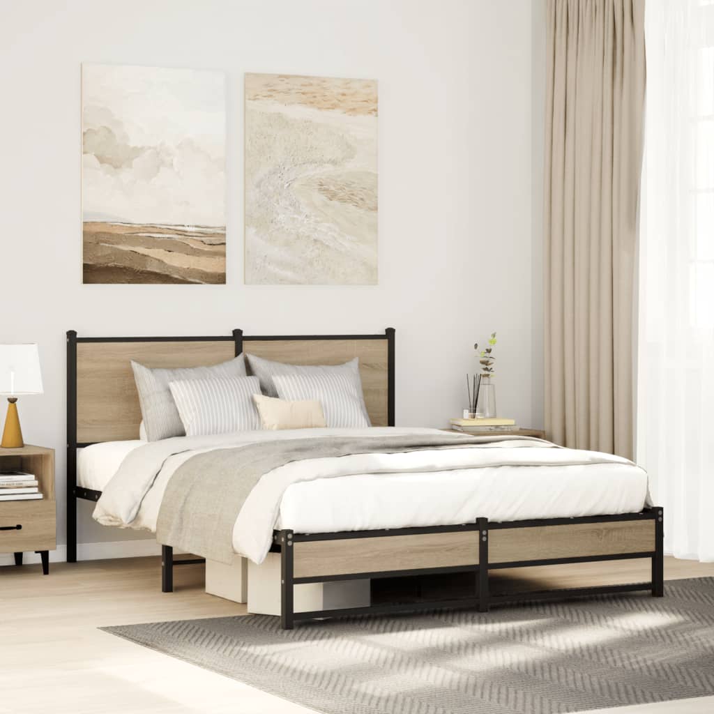 Metalni okvir kreveta bez madraca boja hrasta sonome 140x200 cm