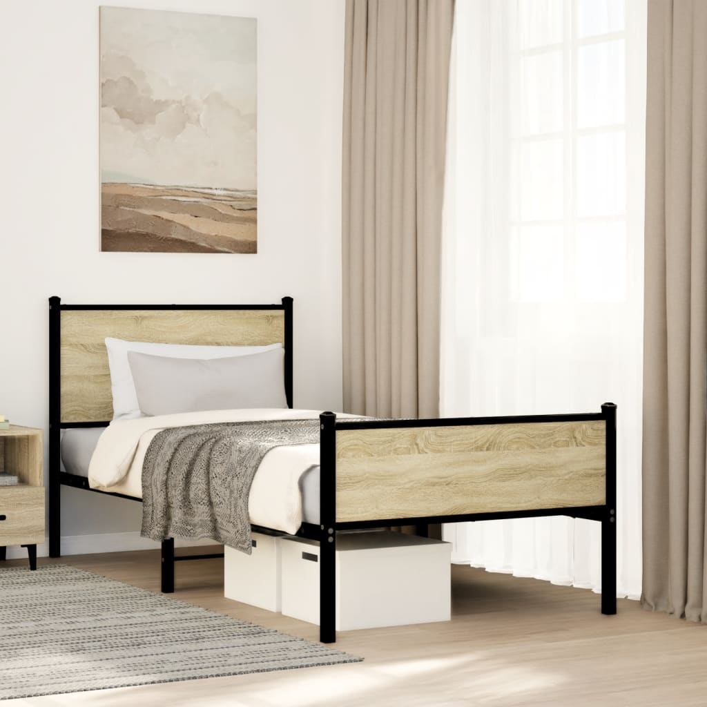 Metalni okvir kreveta bez madraca boja hrasta sonome 75x190 cm