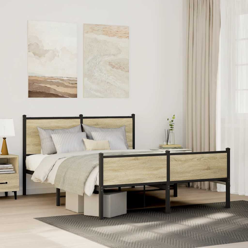 Metalni okvir kreveta bez madraca boja hrasta sonome 140x200 cm