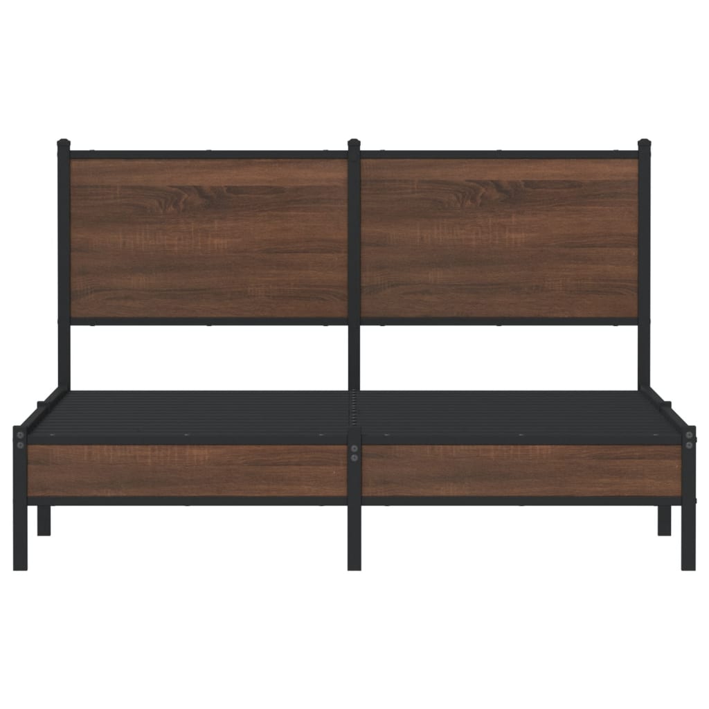 Metalni okvir kreveta bez madraca smeđa boja hrasta 137x190 cm
