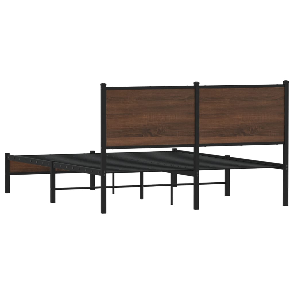 Metalni okvir kreveta bez madraca smeđa boja hrasta 150x200 cm