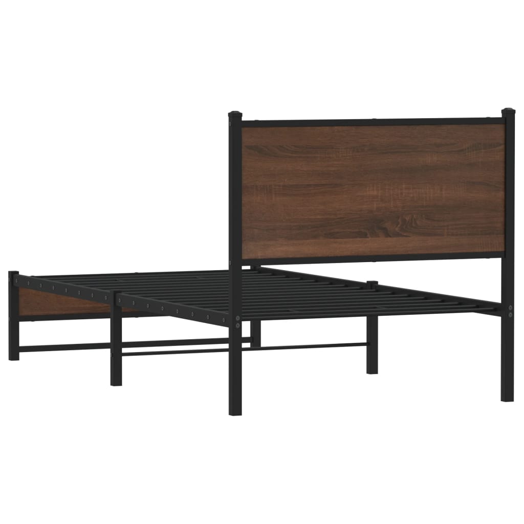 Metalni okvir kreveta bez madraca smeđi hrast 90x200 cm