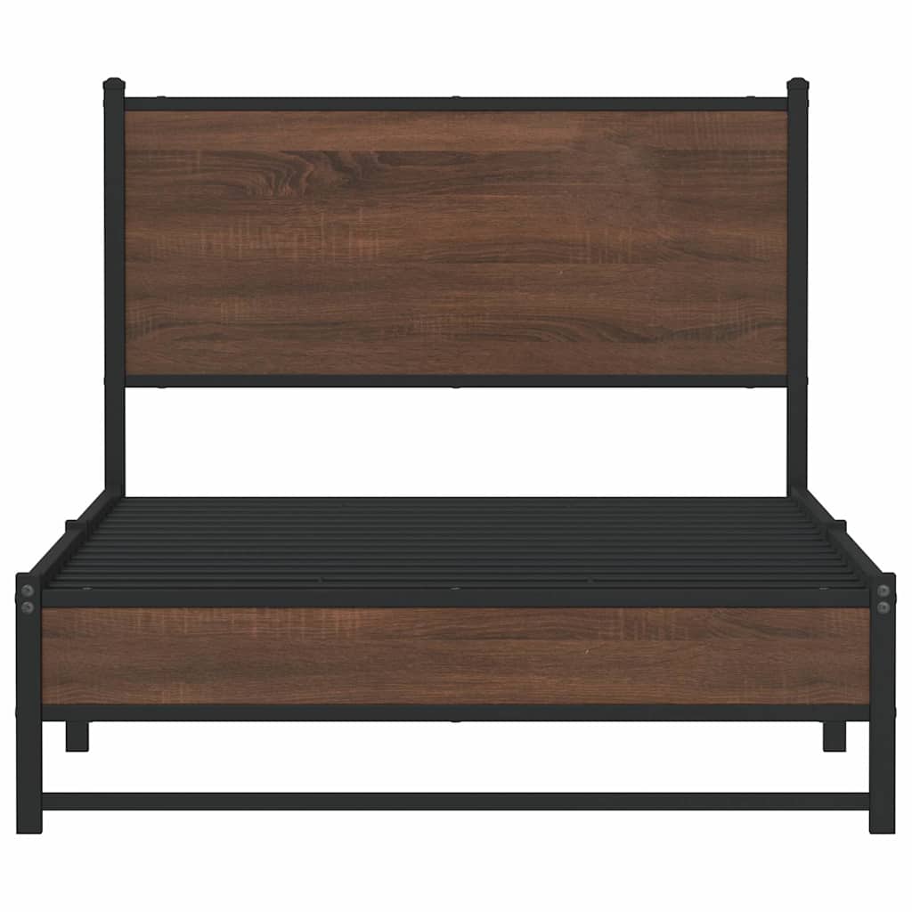 Metalni okvir kreveta bez madraca smeđi hrast 100x200 cm