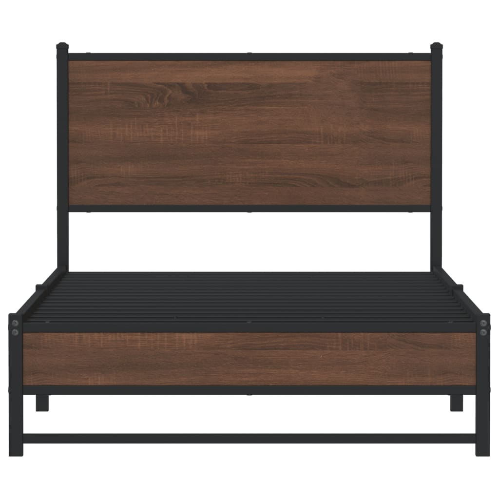 Metalni okvir kreveta bez madraca smeđi hrast 107x203 cm