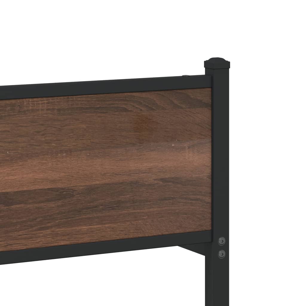 Metalni okvir kreveta bez madraca smeđi hrast 75x190 cm