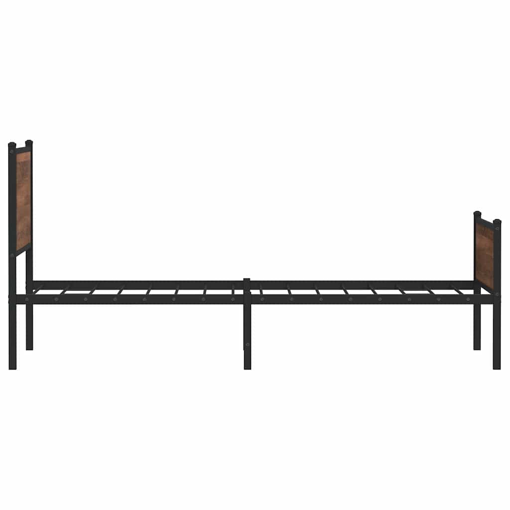 Metalni okvir kreveta bez madraca smeđi hrast 107x203 cm