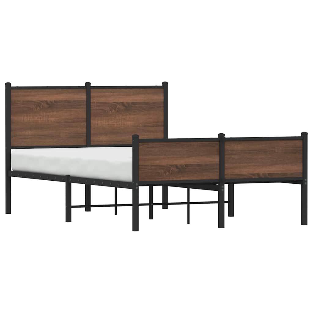 Metalni okvir kreveta bez madraca smeđi hrast 120x200 cm