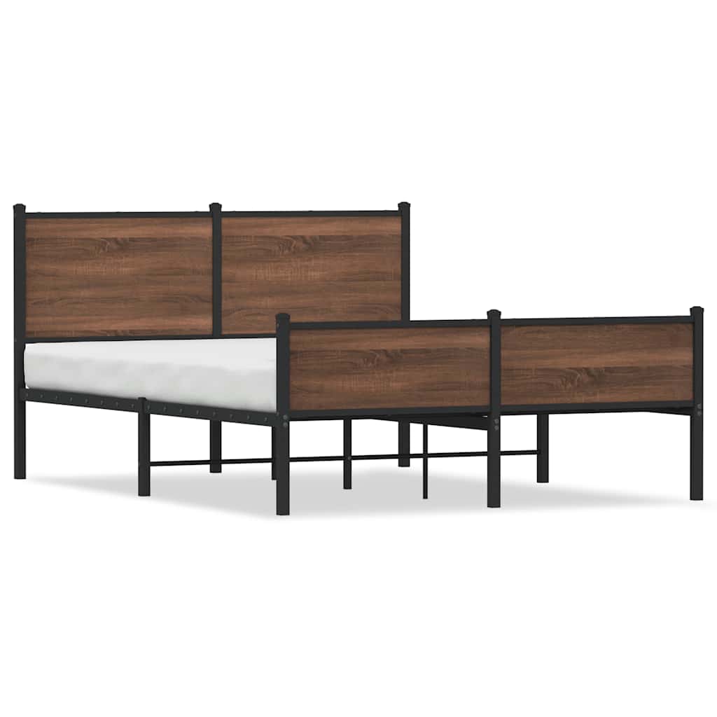 Metalni okvir kreveta bez madraca smeđa boja hrasta 140x190 cm