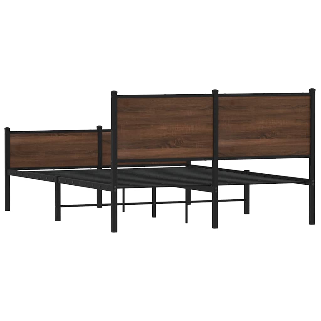 Metalni okvir kreveta bez madraca smeđa boja hrasta 140x190 cm