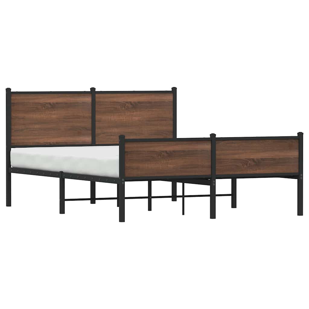 Metalni okvir kreveta bez madraca smeđa boja hrasta 140x200 cm