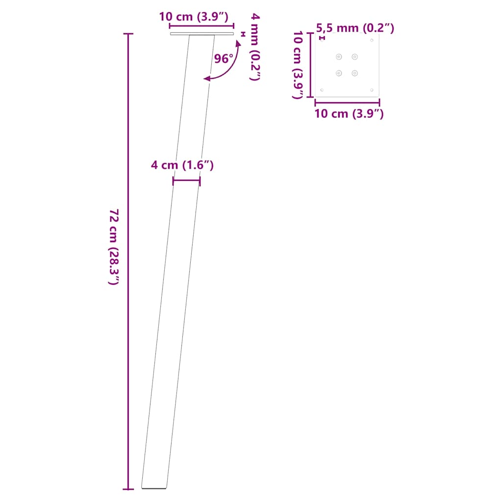 Noge za konzolni stol 4 kom Bijele 72 cm Čelik