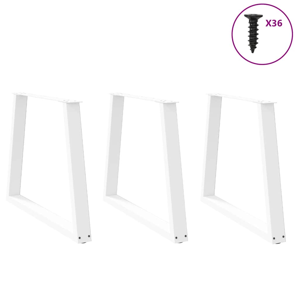 Noge za blagovaonski stol V-oblik 3 kom Bijele 80 x (72-73,3) cm Čelik