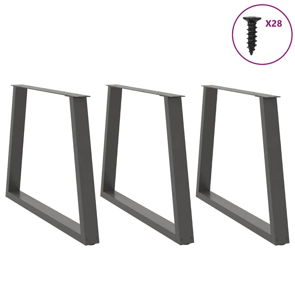 Noge za blagovaonski stol V-oblika 3 kom antracit 90 x (72-73,3) cm čelik