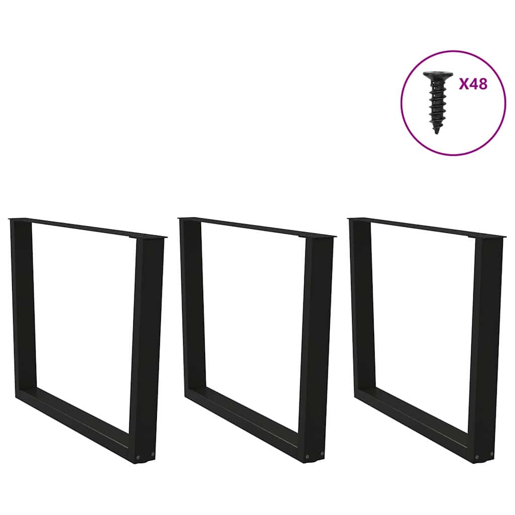 Noge za blagovaonski stol V-oblik 3 kom Crne 100 x (72-73,3) cm Čelik