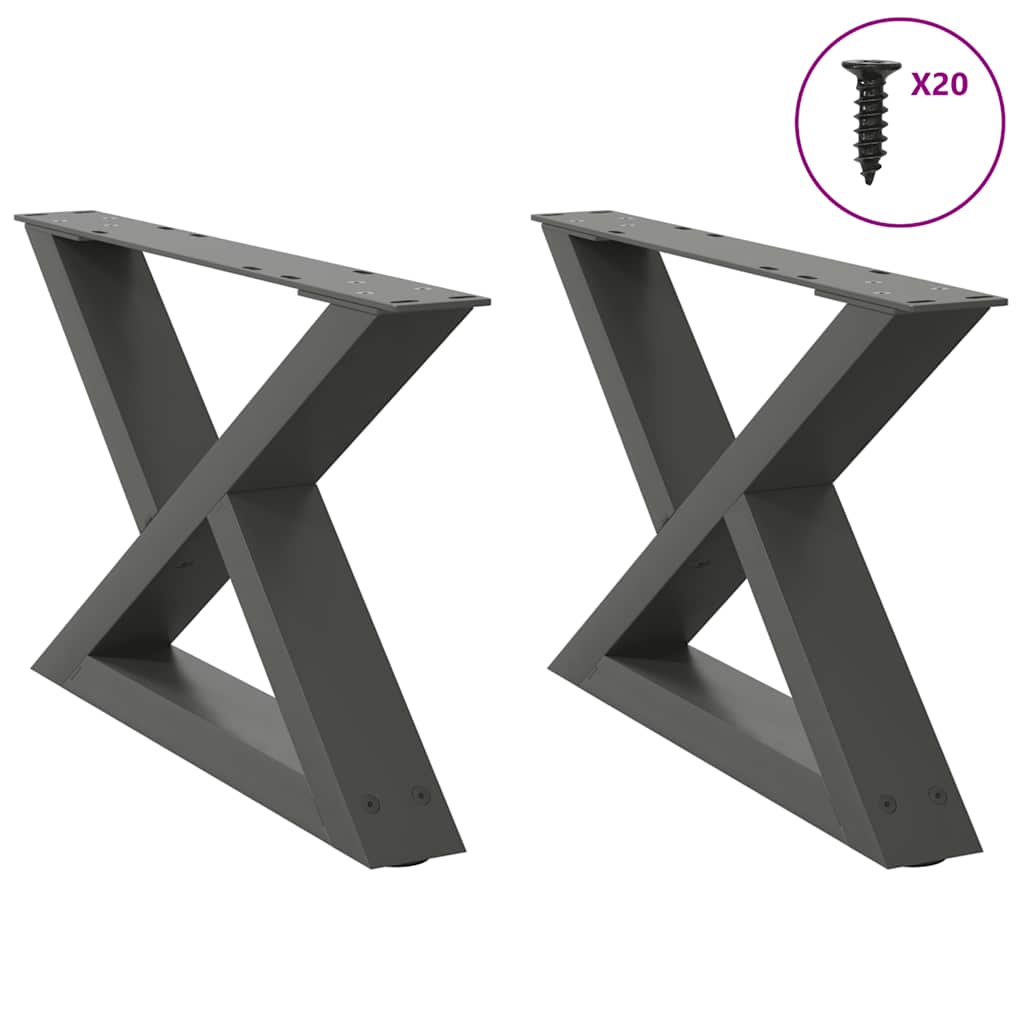 Noge za klub stolić 2 kom. antracit 60 x (30-31,3) cm čelik