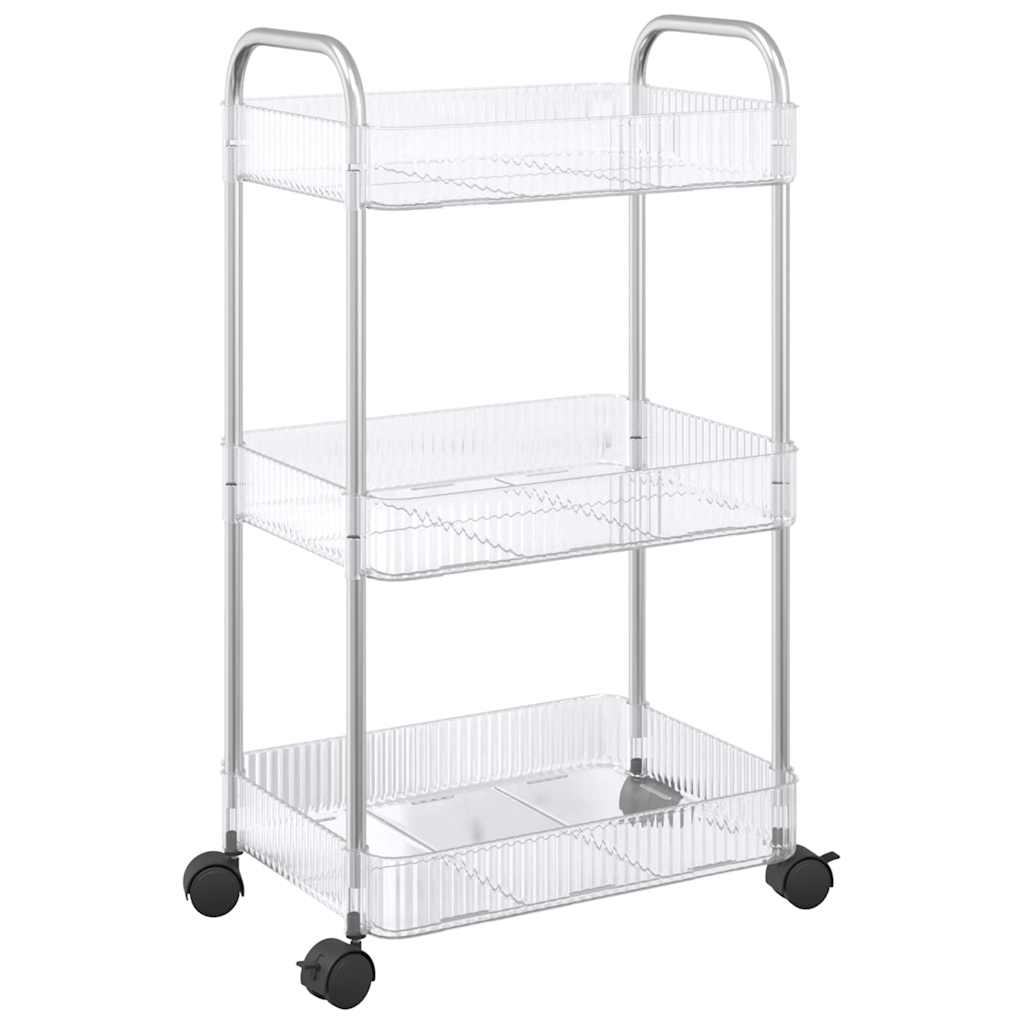 Kolica za pohranu 3 nivoa prozirna 37x28x68 cm akril