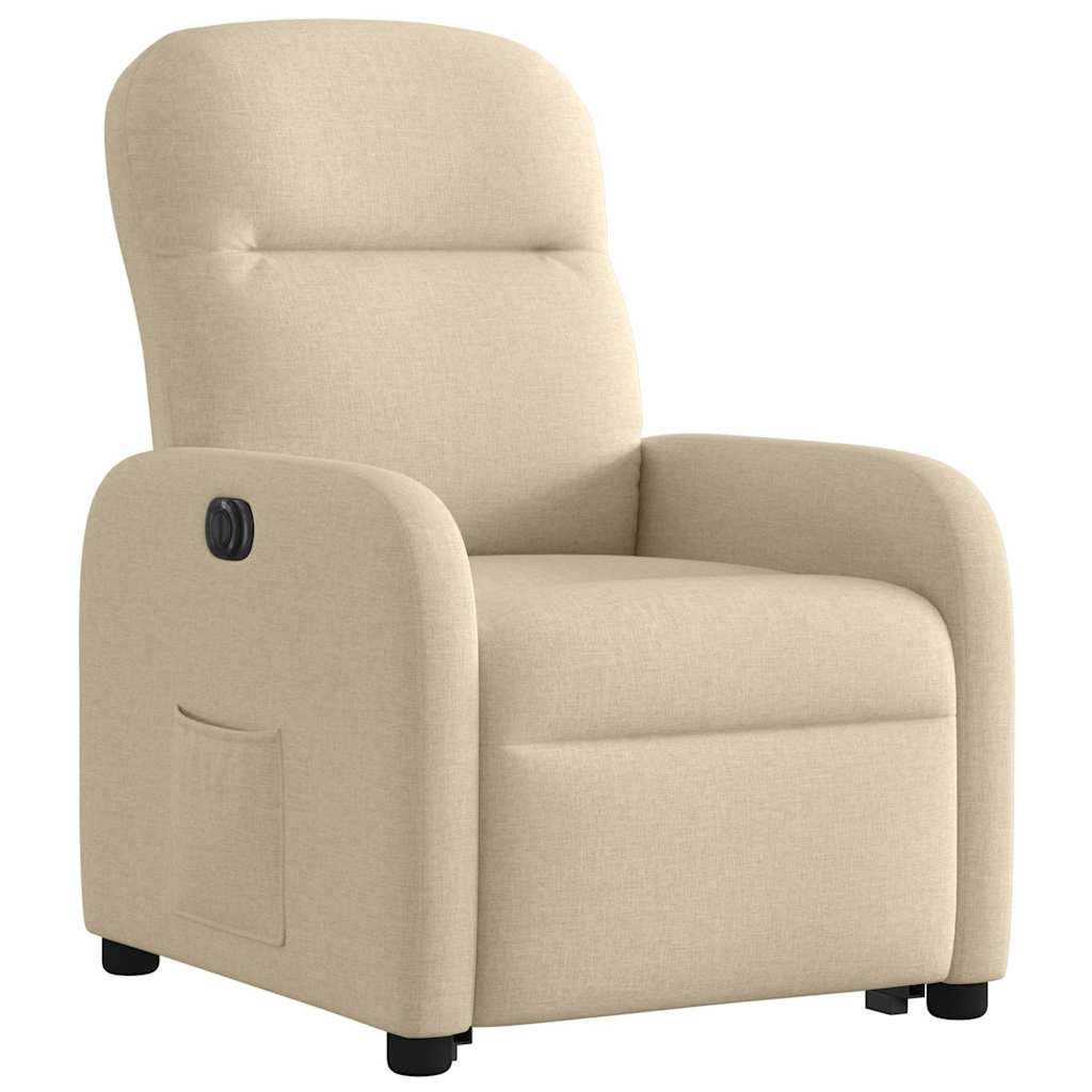 Električni naslonjač na podizanje od tkanine krem