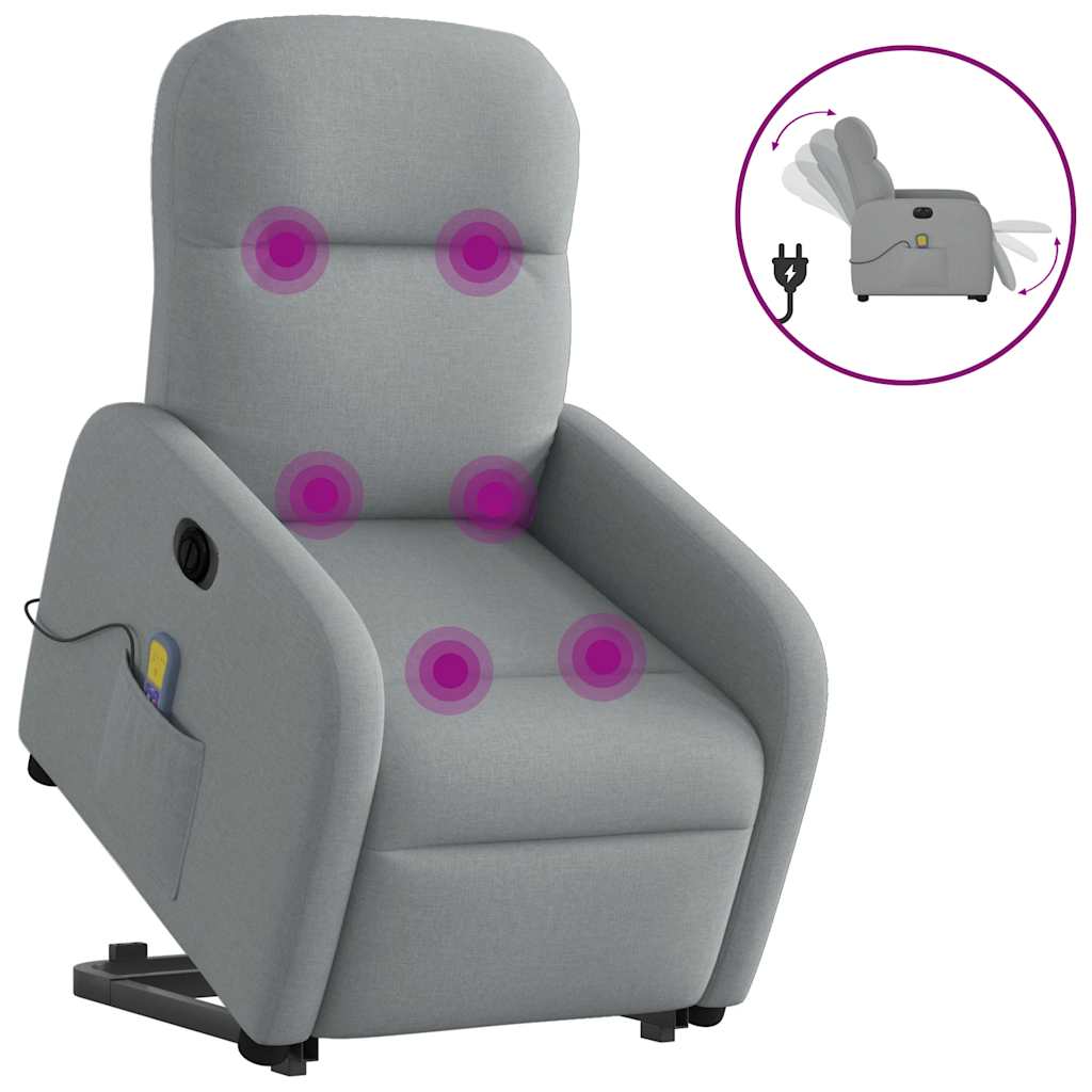 Električni masažni naslonjač na podizanje tkanina svjetlosivi