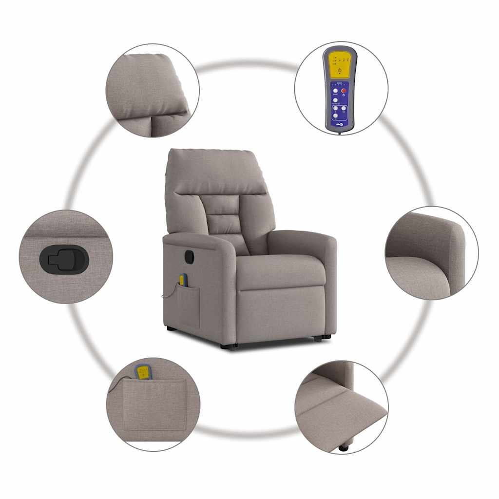 Masažni naslonjač na podizanje od tkanine smeđesivi