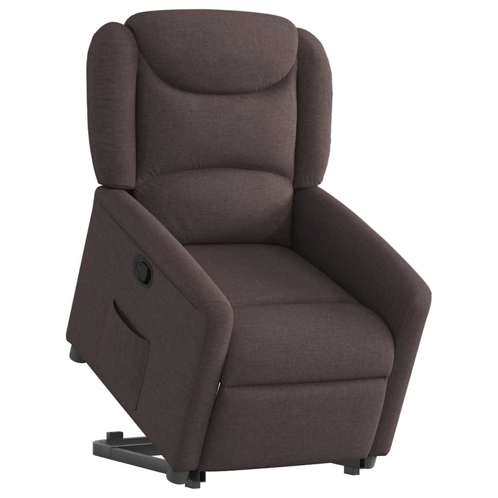 Naslonjač na podizanje tamnosmeđi od tkanine