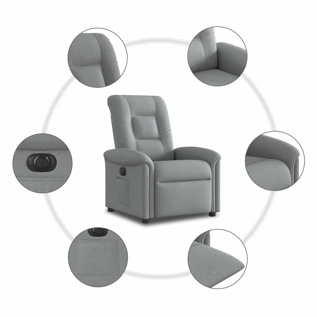 Električni naslonjač od tkanine svjetlosivi