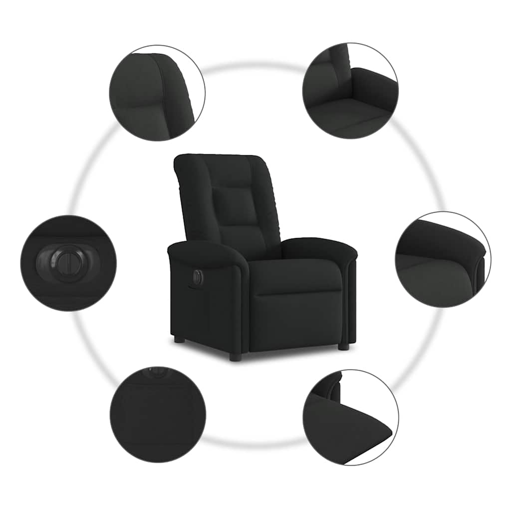 Električni naslonjač od tkanine crni