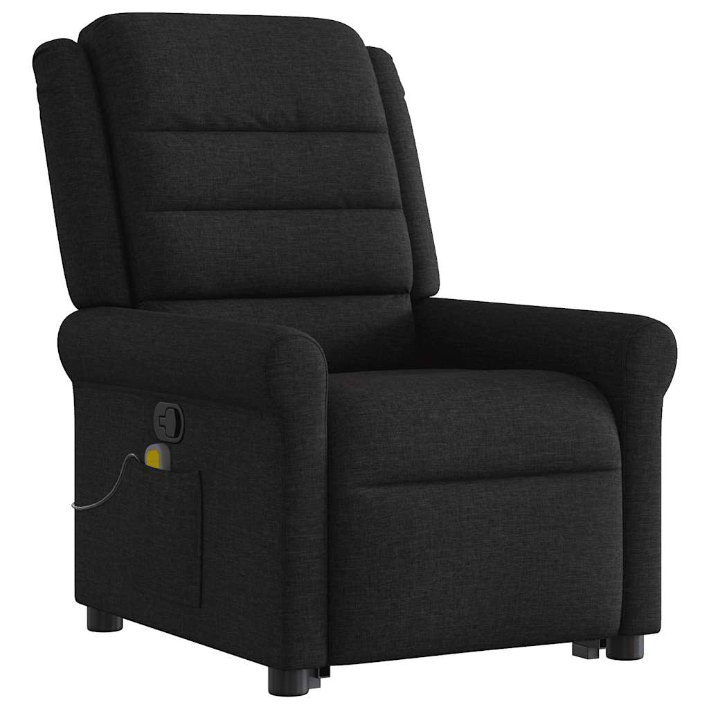 Masažni naslonjač na podizanje od tkanine crni
