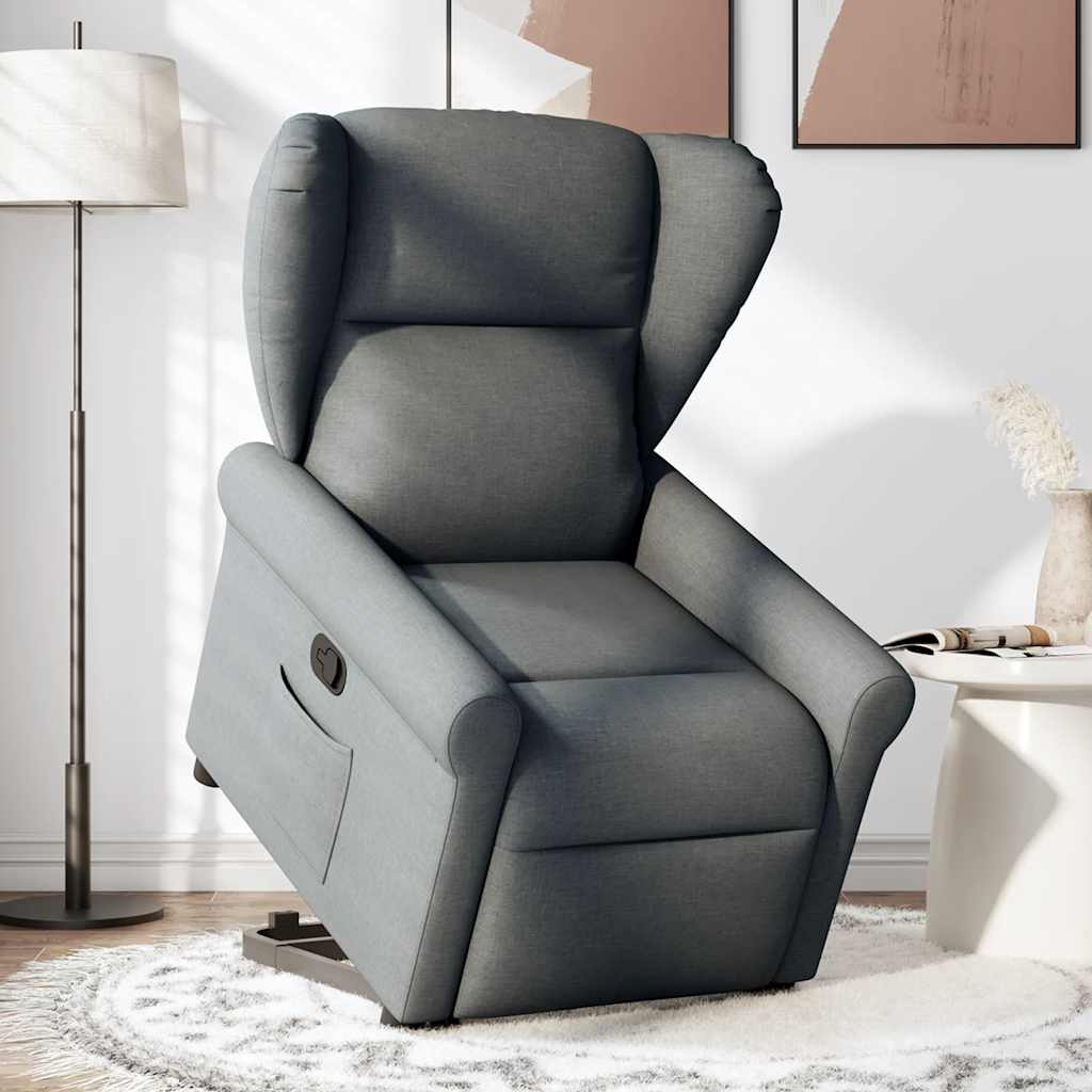 Naslonjač na podizanje od tkanine tamnosivi