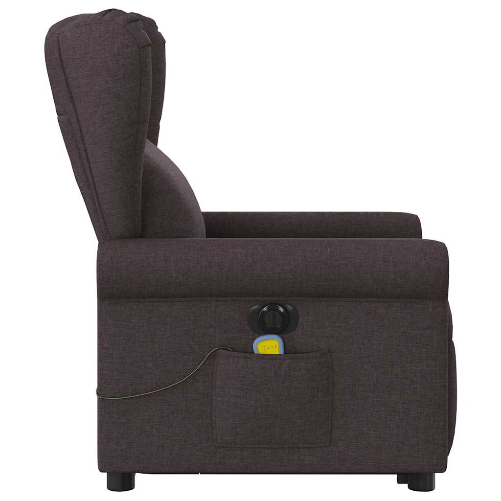 Električni masažni naslonjač na podizanje od tkanine tamnosmeđi