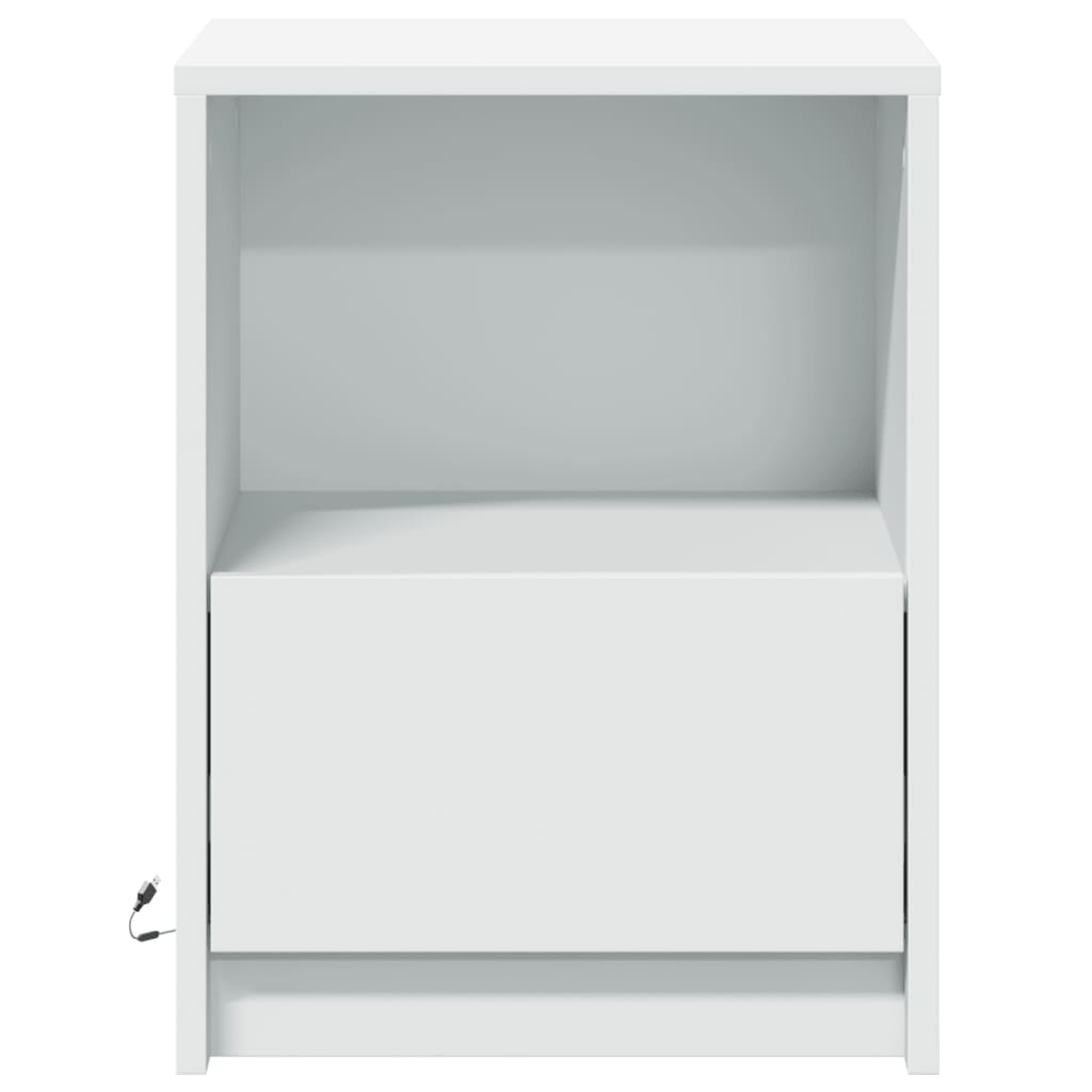 Noćni ormarići s LED svjetlima 2 kom bijeli konstruirano drvo