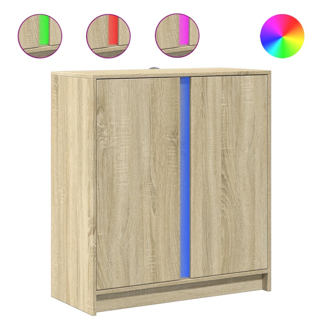 Komoda s LED svjetlima boja hrasta sonome 77x34x85 cm drvena
