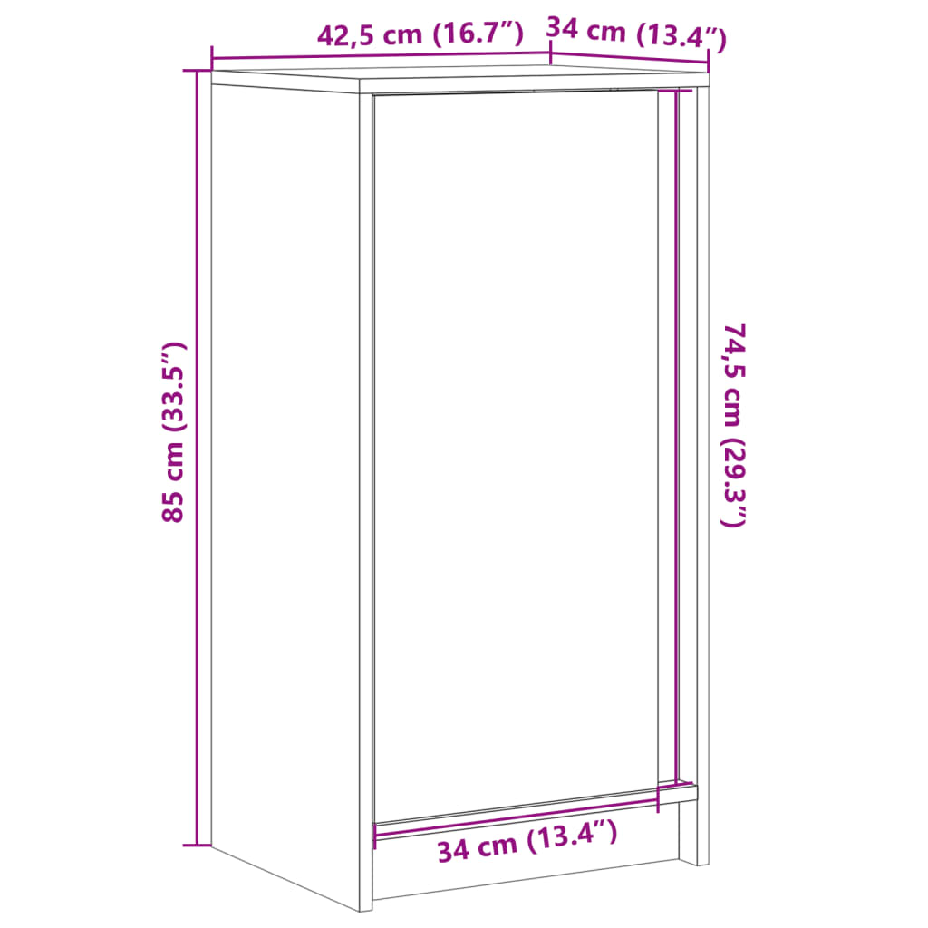 Komoda s LED svjetlima bijela 42,5x34x85 cm konstruirano drvo