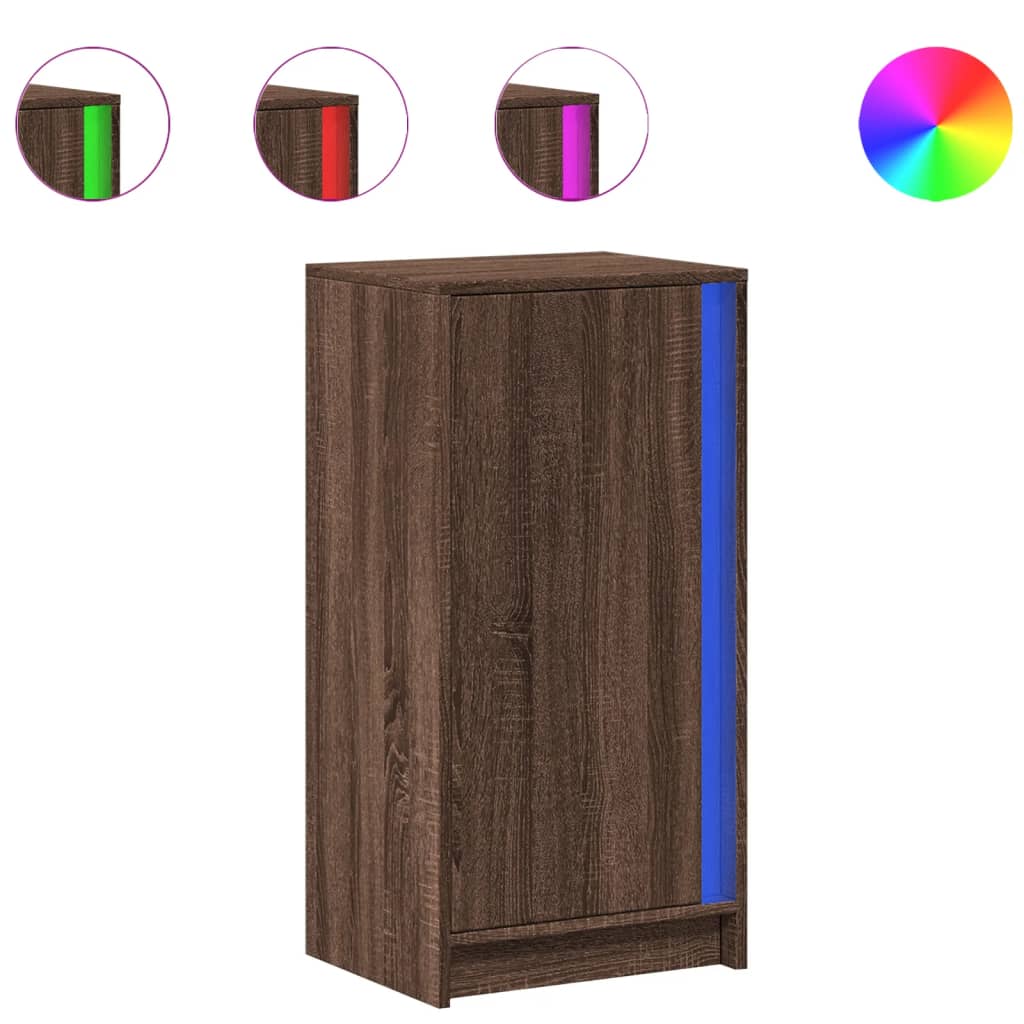 Komoda s LED boja smeđeg hrasta 42,5x34x85 cm konstruirano drvo
