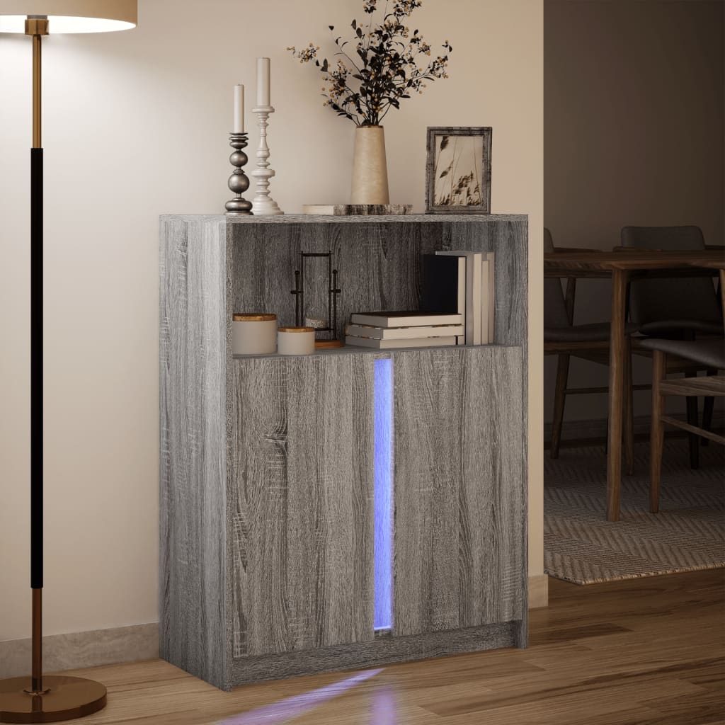 Komoda s LED svjetlima boja hrasta sonome 77x34x100 cm drvena
