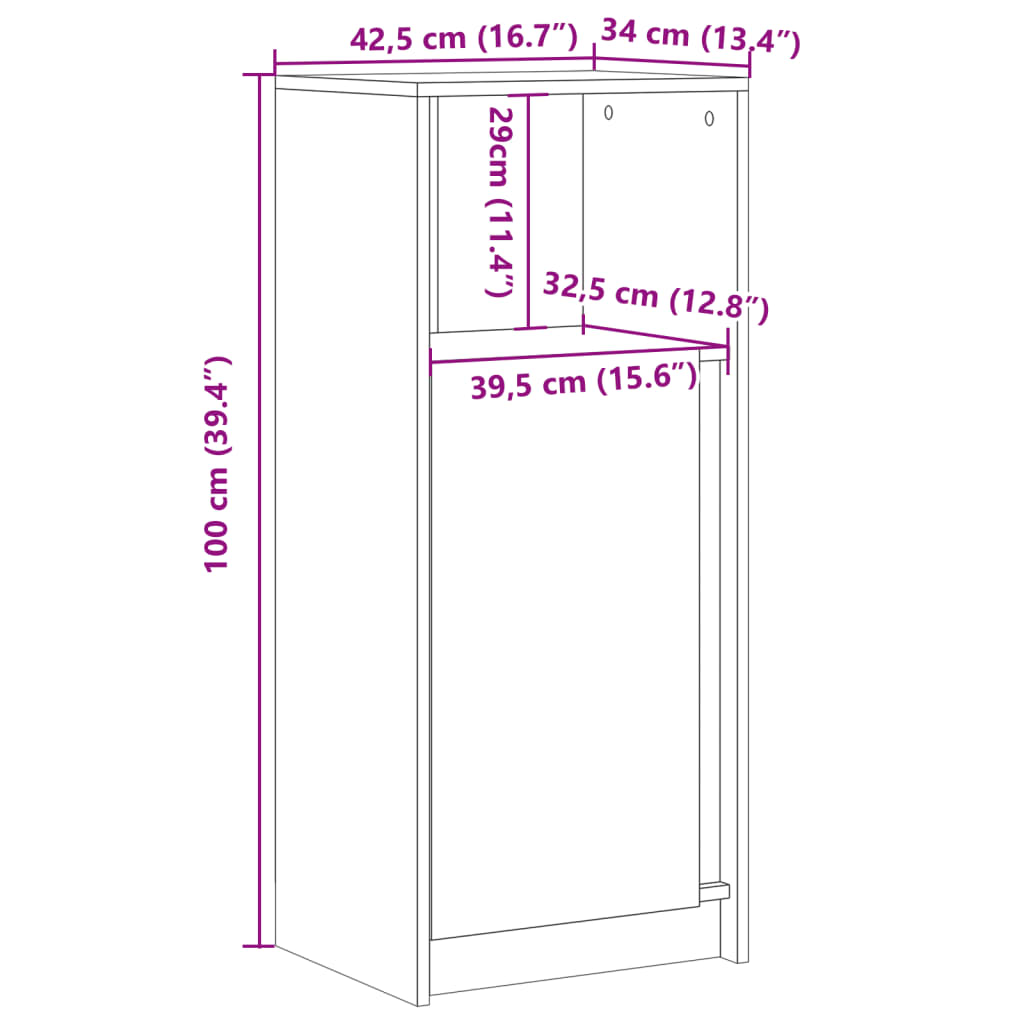 Komoda s LED siva boja betona 42,5x34x100 cm konstruirano drvo