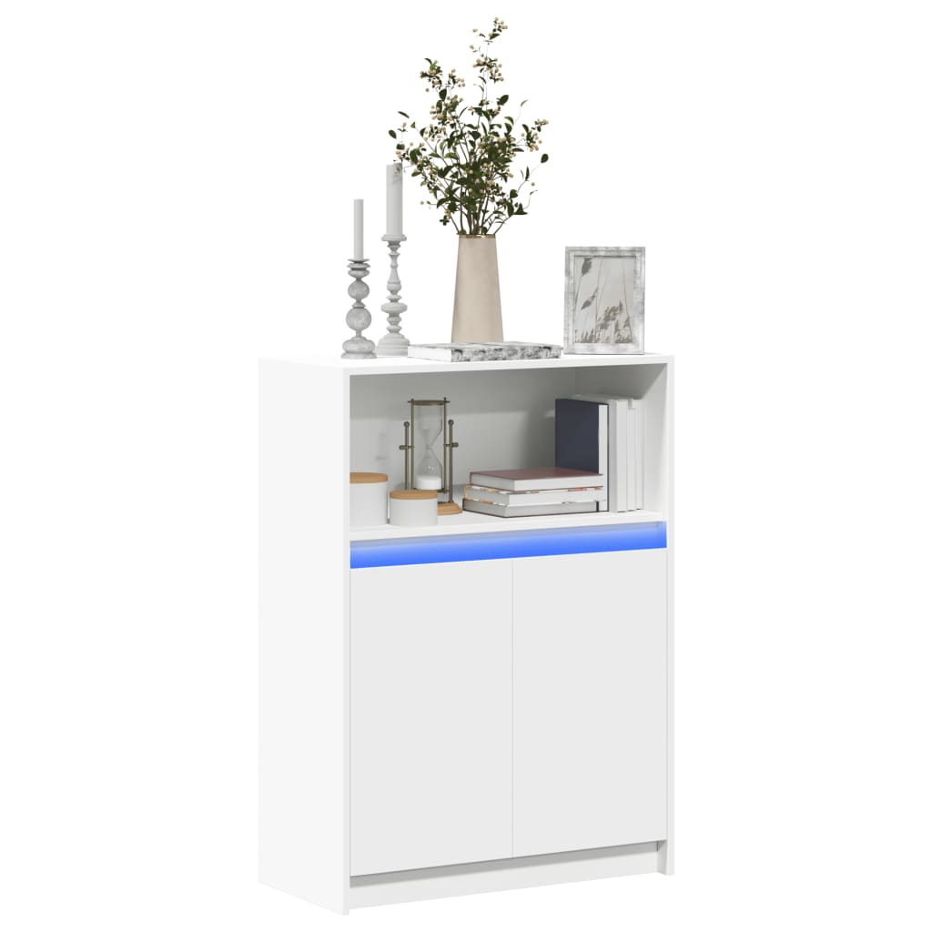 Komoda s LED svjetlima bijela 72x34x100 cm konstruirano drvo