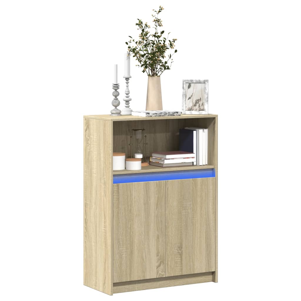Komoda s LED svjetlima boja hrasta 72x34x100 cm drvena