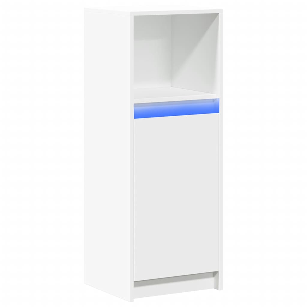 Komoda s LED svjetlima bijela 38x34x100 cm konstruirano drvo