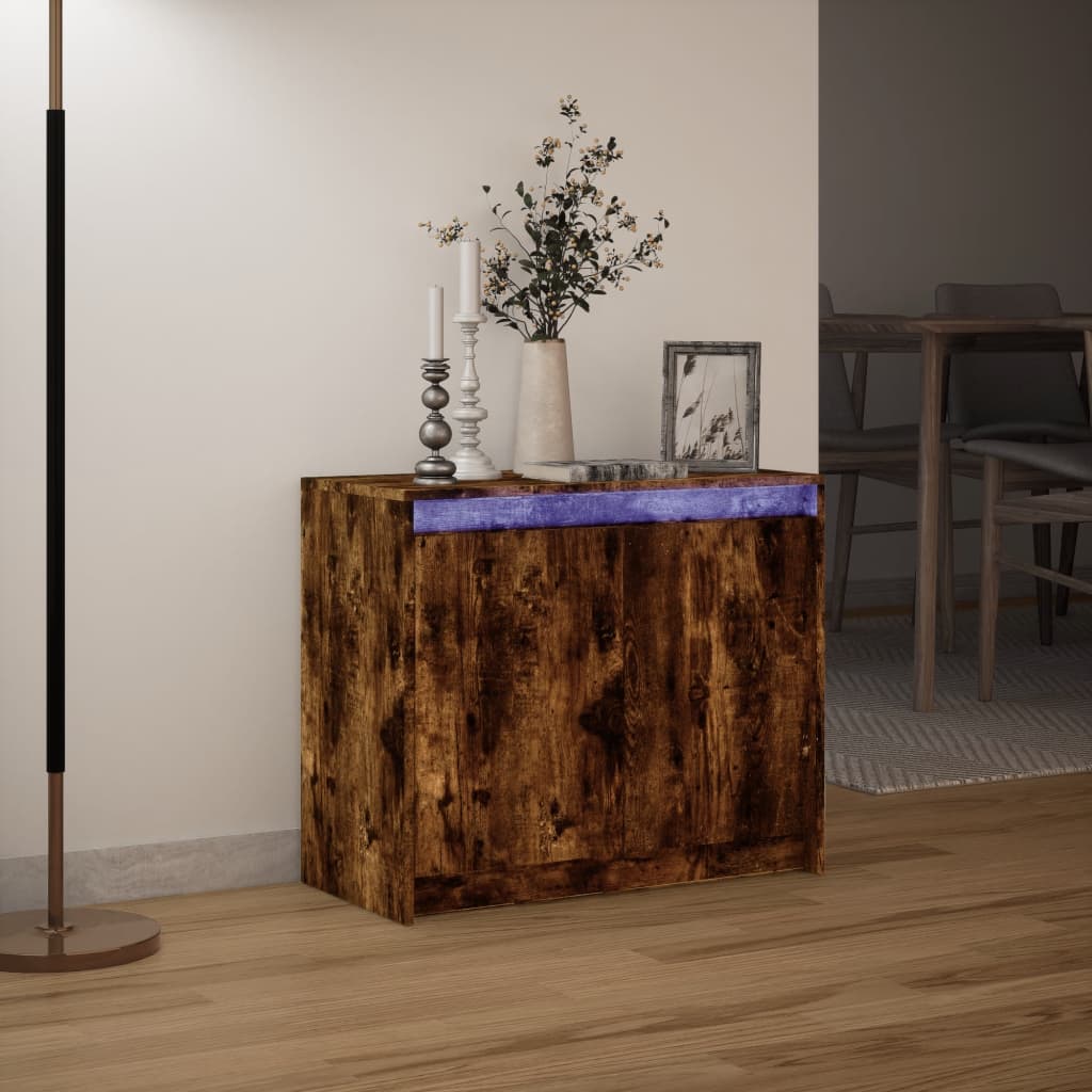 Komoda s LED boja dimljenog hrasta 72x34x61cm konstruirano drvo