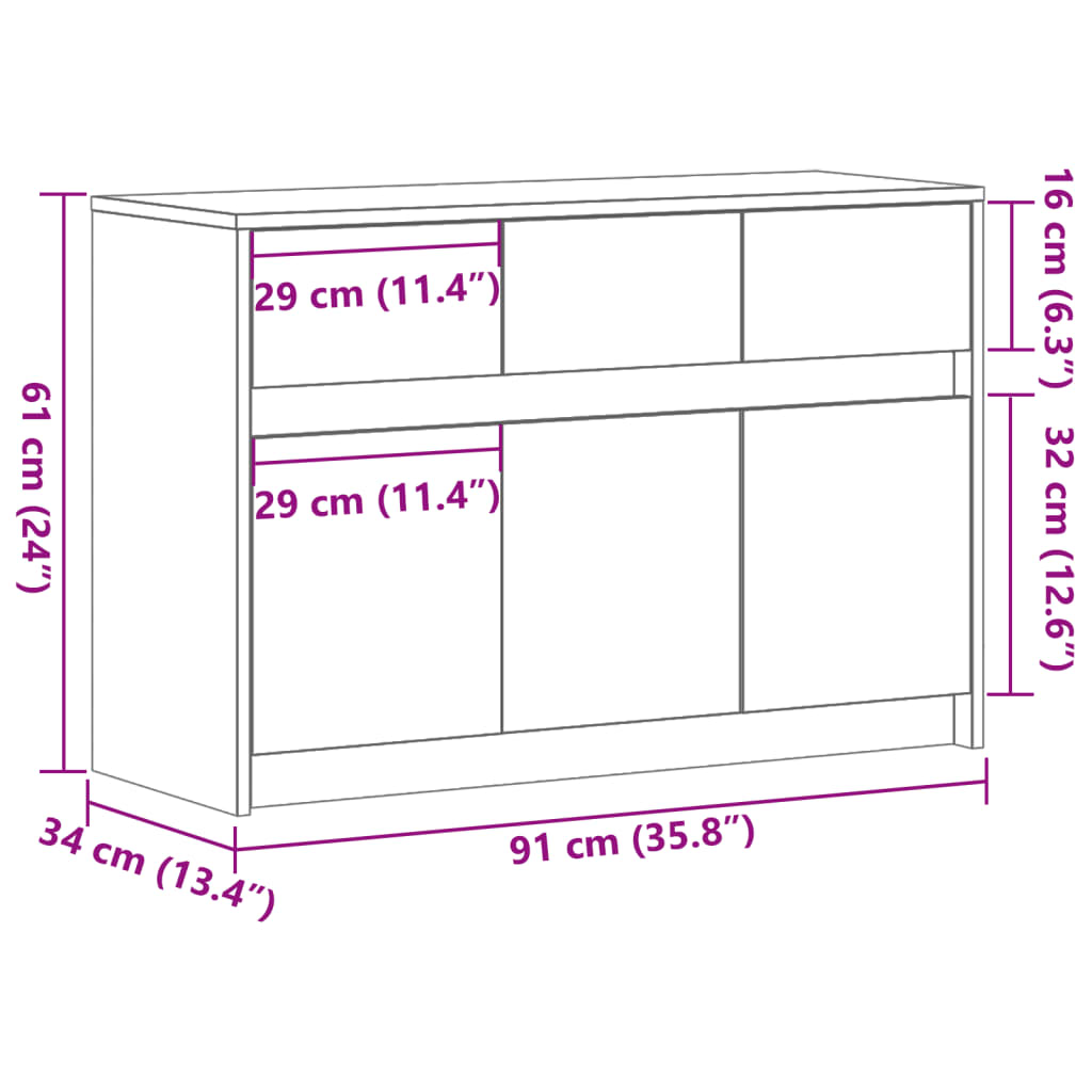 TV ormarić s LED svjetlima boja betona 91x34x61 cm drveni