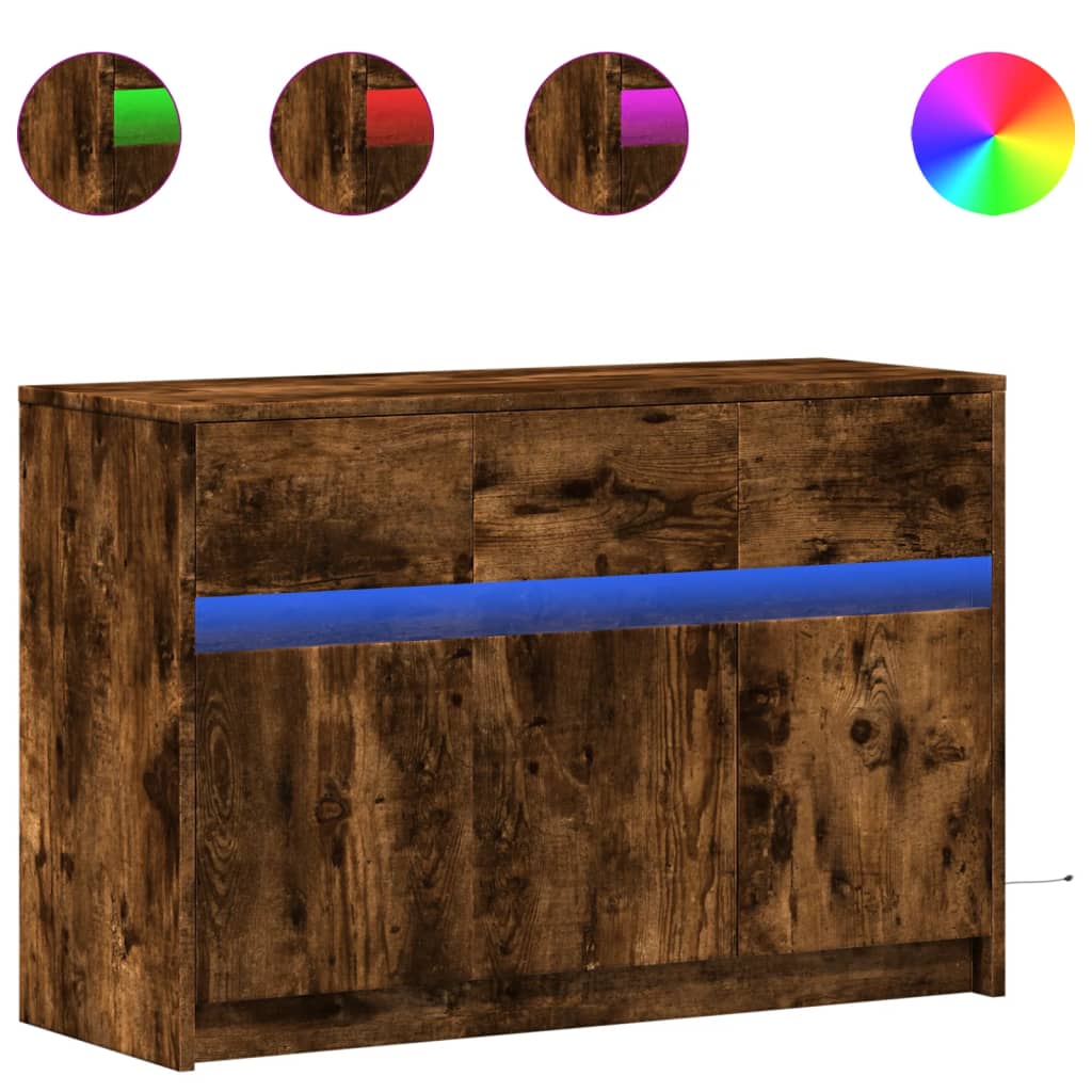 TV ormarić s LED svjetlima boja hrasta 91x34x61 cm drveni