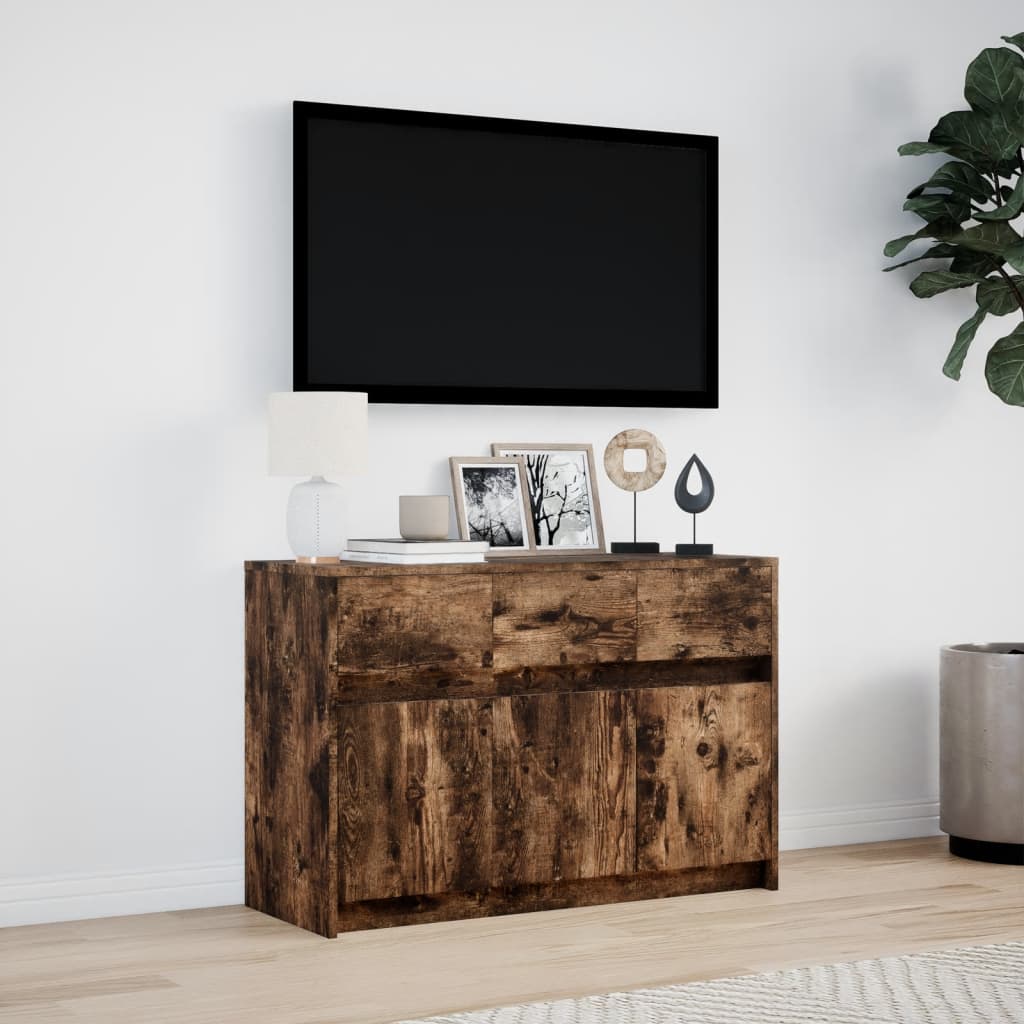 TV ormarić s LED svjetlima boja hrasta 91x34x61 cm drveni