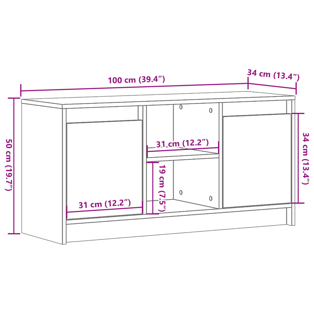 TV ormarić LED bijeli 100 x 34 x 50 cm od konstruiranog drva