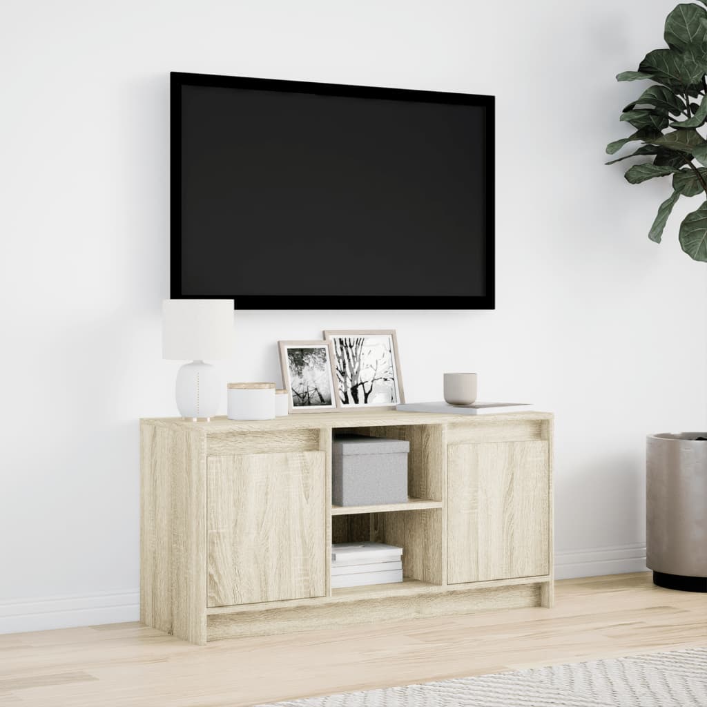 TV ormarić s LED svjetlima boja hrasta 100x34x50 cm drveni