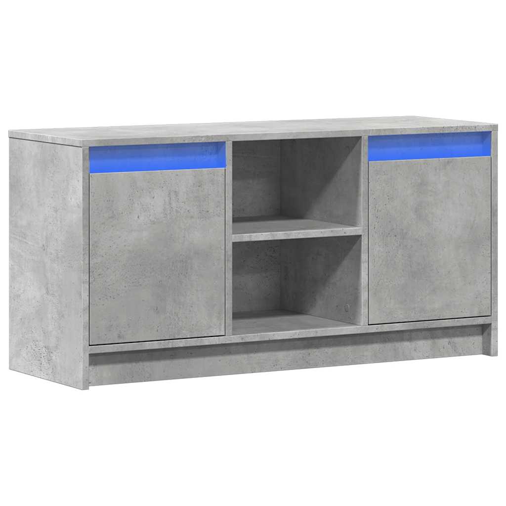 TV ormarić s LED svjetlima boja betona 100x34x50 cm drveni