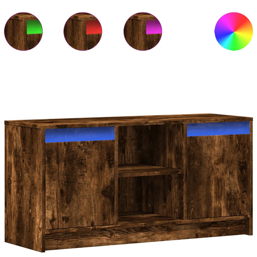 TV ormarić s LED svjetlima boja hrasta 100x34x50 cm drveni