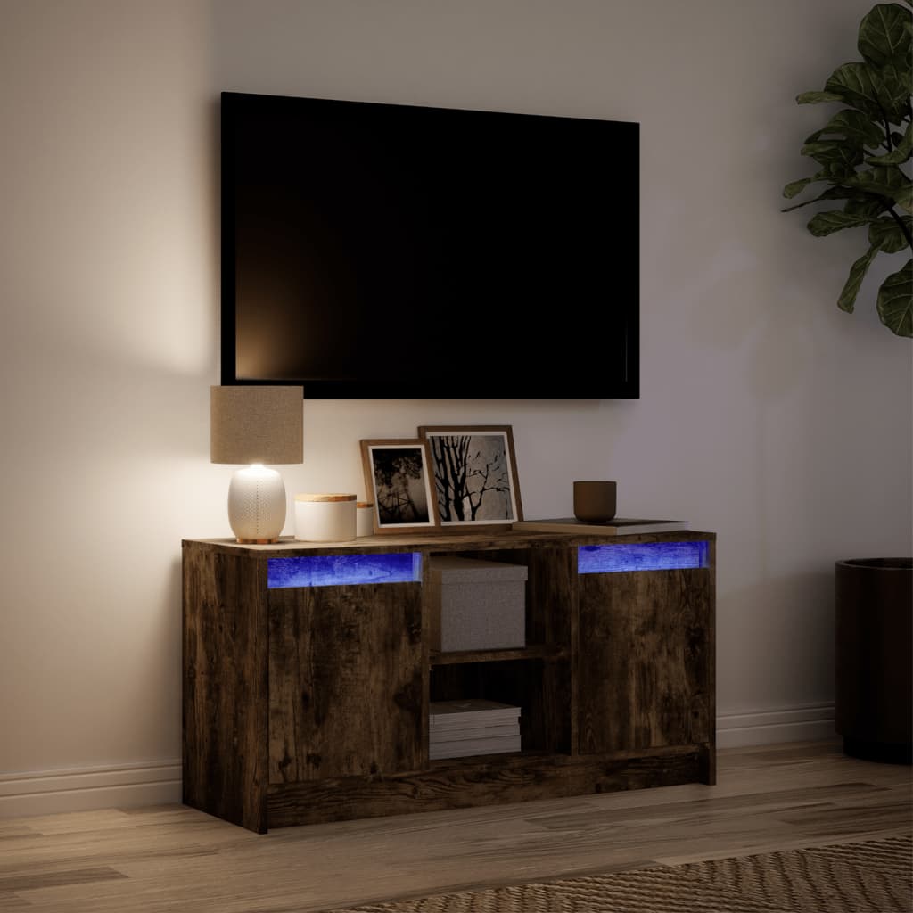 TV ormarić s LED svjetlima boja hrasta 100x34x50 cm drveni