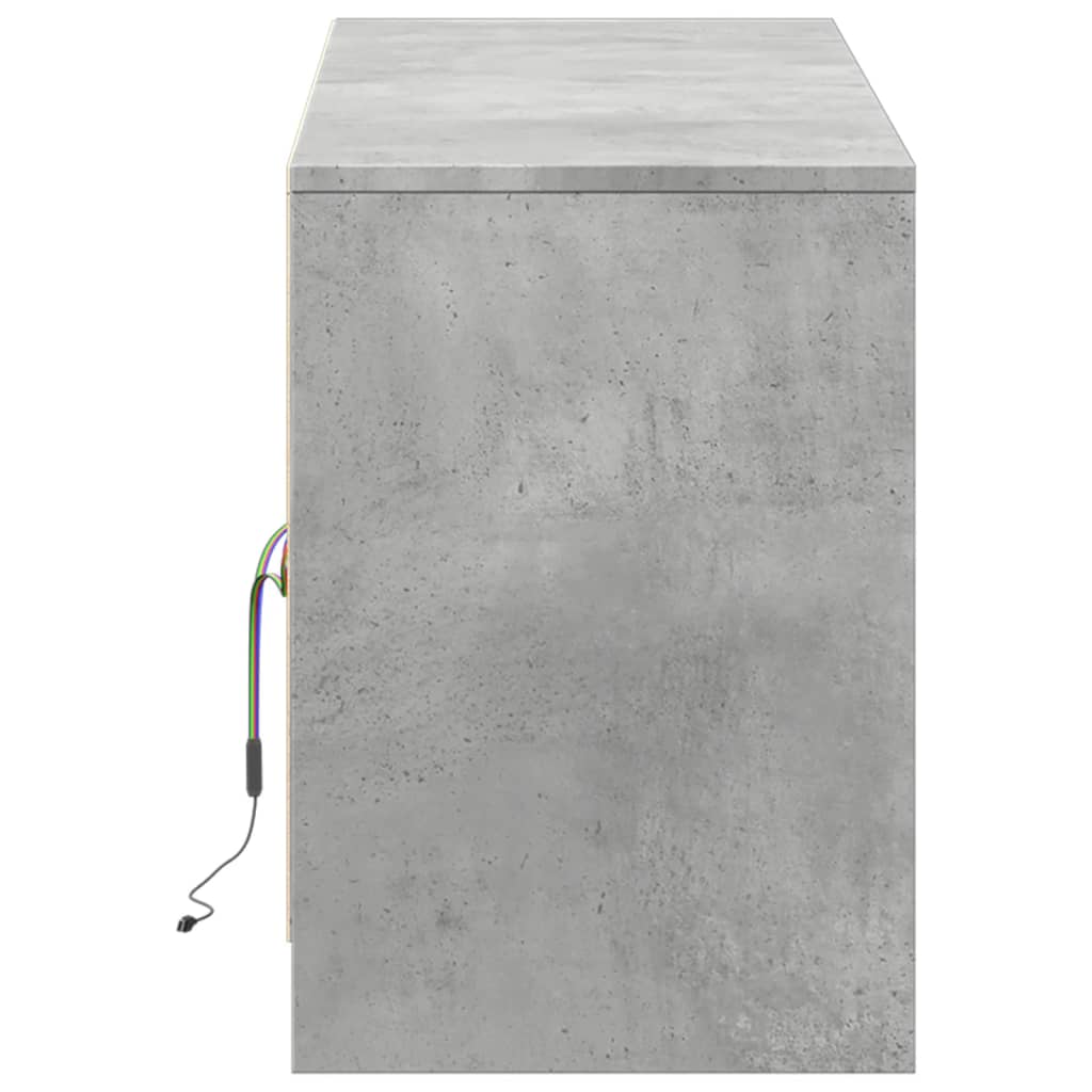 TV ormarić s LED svjetlima boja betona 139,5x34x50 cm drveni