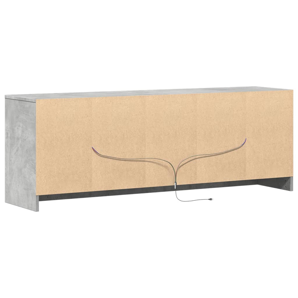 TV ormarić s LED svjetlima boja betona 139,5x34x50 cm drveni